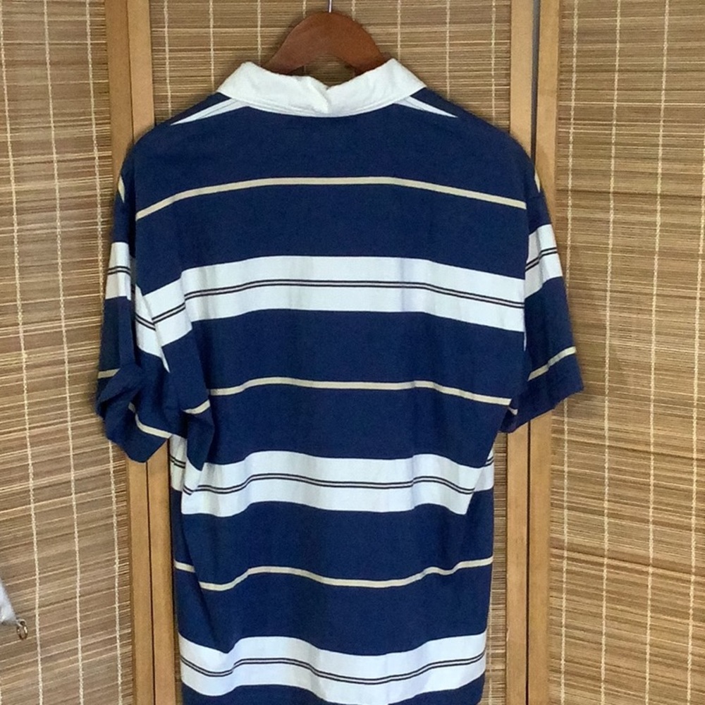 Abercrombie & Fitch Navy and Cream Striped Polo - Picture 7 of 7